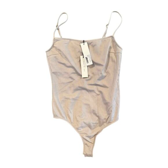 Fleur du Mal Champagne Bodysuit Size M NWT Adjustable Straps Thong Back Lingerie - Picture 1 of 7